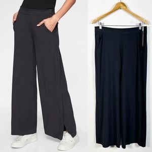 Athleta Womens Gramercy Track Trouser Wide Leg Pants in Black Size 8